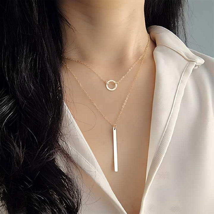 Silver Layered Pendant Necklace